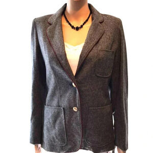 VTG JR Bazaar Wool 2 buttons 3 Pockets Gray Jacket Blazer Women Size 7 Pockets